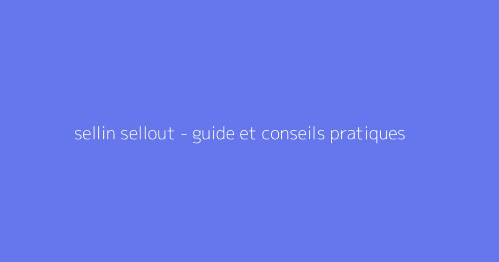 sellin sellout - guide et conseils pratiques