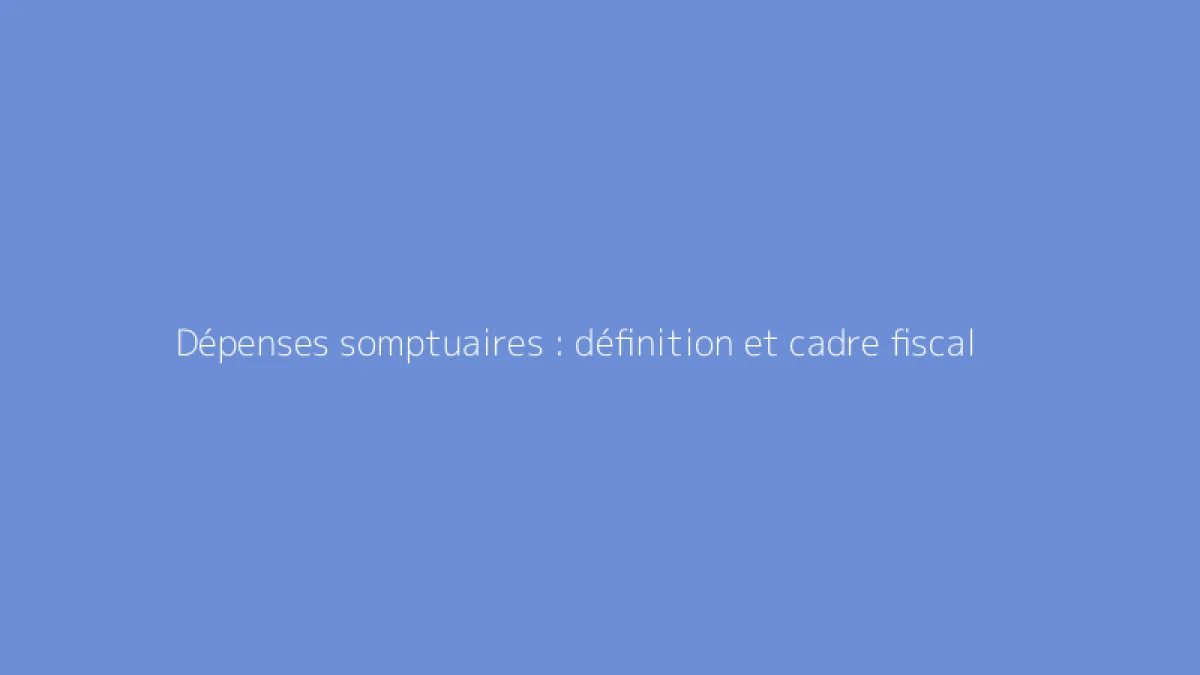 Dépenses somptuaires : définition et cadre fiscal