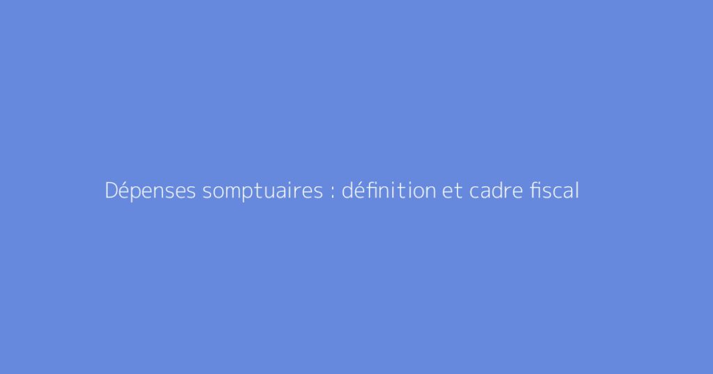 Dépenses somptuaires : définition et cadre fiscal