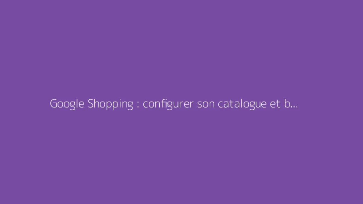 Google Shopping : configurer son catalogue et booster ses ventes
