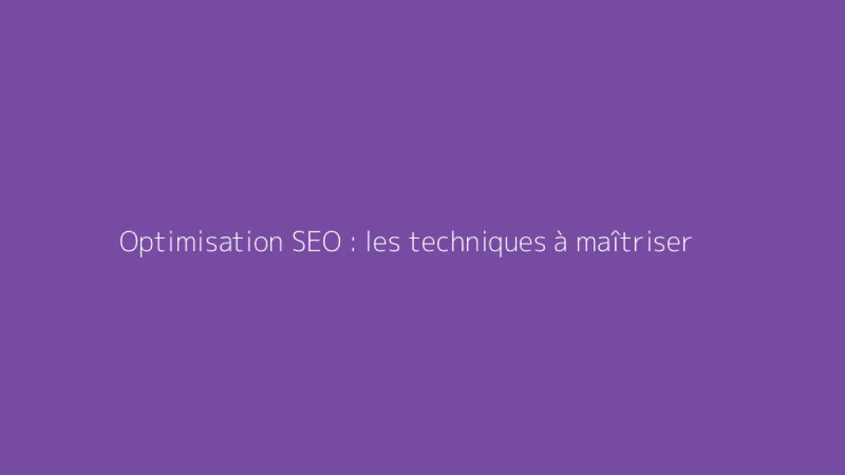 Optimisation SEO : les techniques à maîtriser