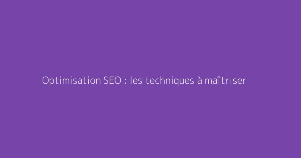Optimisation SEO : les techniques à maîtriser