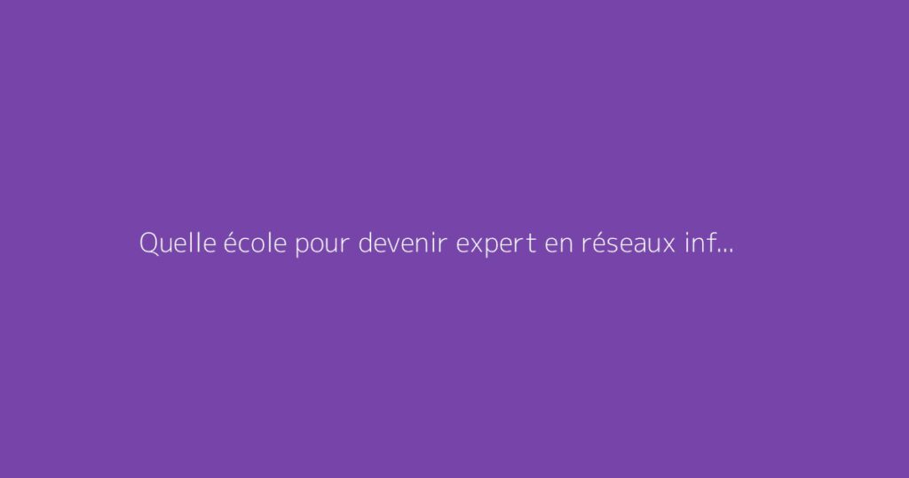 Quelle école pour devenir expert en réseaux informatiques